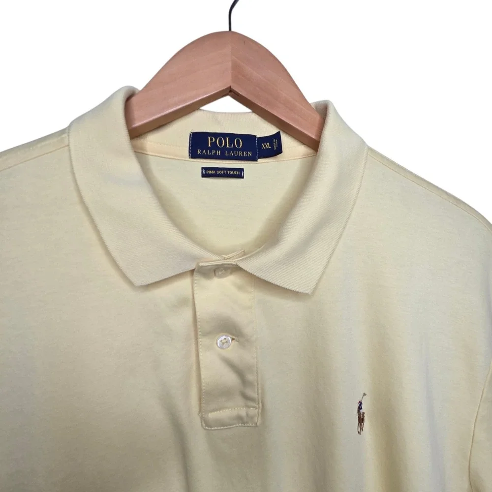 Polo Ralph Lauren Mens Yellow Pima Cotton Polo Shirt XXL Soft Touch Short Sleeve